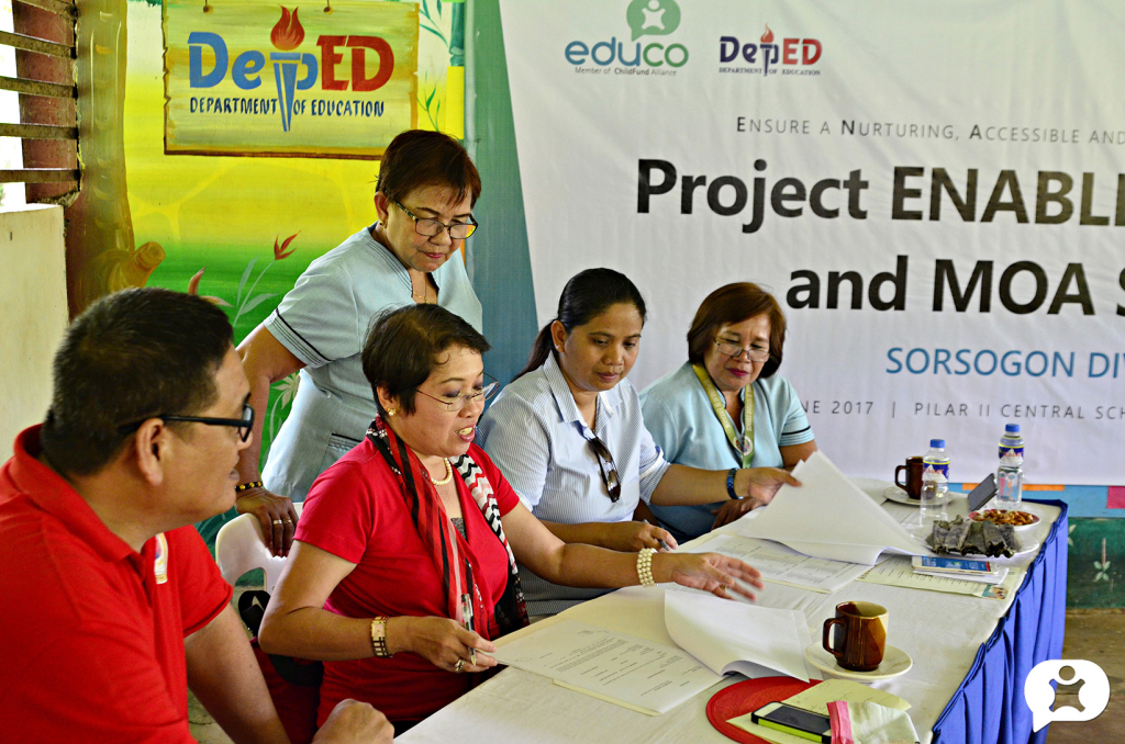 MOA Signing as part of the Project ENABLE Launching Ceremonies at Pilar Central School in Sorsogon held 6 June 2017.