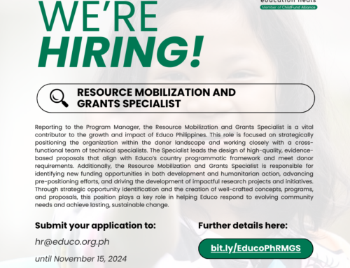 Educo Philippines is looking for a Resource Mobilization and Grants Specialist (RMGS)